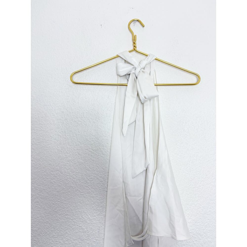 Zara White Asymmetric Satin Halter Top Size XXL Open Back 4772/137 Sexy Party - Picture 11 of 14